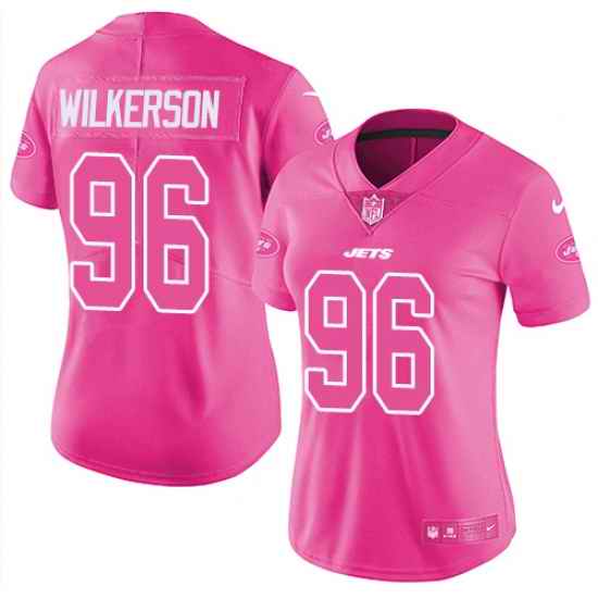 Womens Nike Jets #96 Muhammad Wilkerson Pink  Stitched NFL Limited Rush Fashion Jersey